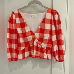 Lovers + Friends red checkered shirt